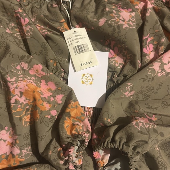 NWT! WAYF Off-the-Shoulder Floral Print Long Sleeve Smocked Crop Top SIZE S - Picture 12 of 12